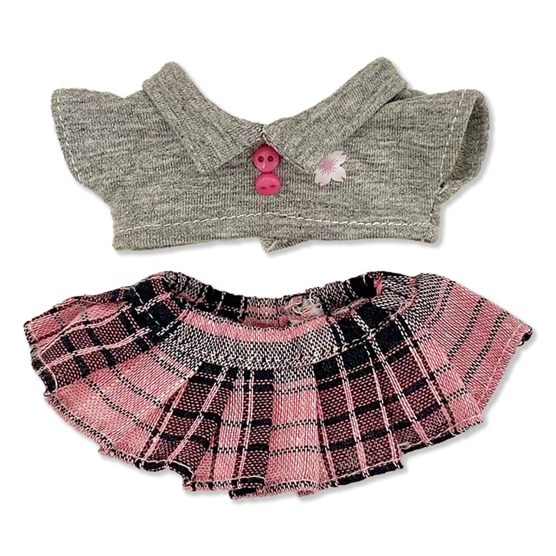 ぬい服】シャツ&チェックスカートセット 10cm用 | G.triGer
