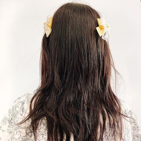 花柄レースリボンクリップ 2個セット【推し活グッズ・ヘアメ・参戦ヘア・地雷系・量産型】