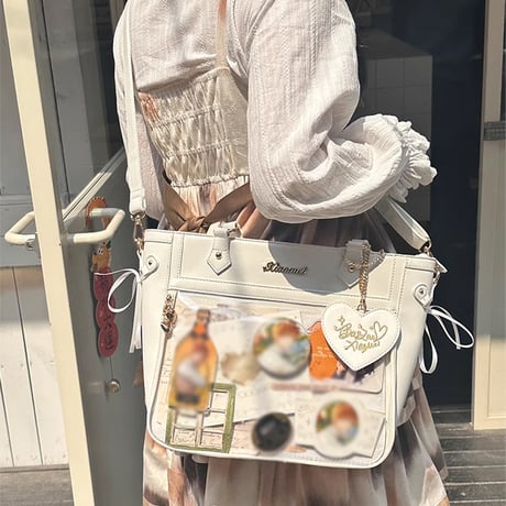 【暴躁小梅】ハート型チャーム付き痛バッグ【推し活グッズ】