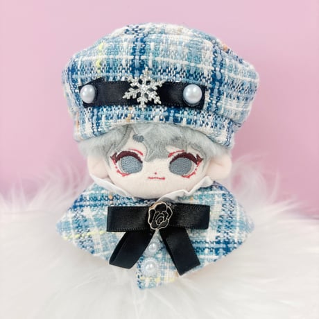 ぬい服　ツイード  ベレー帽&ケープ 10cm用【推し活グッズ】