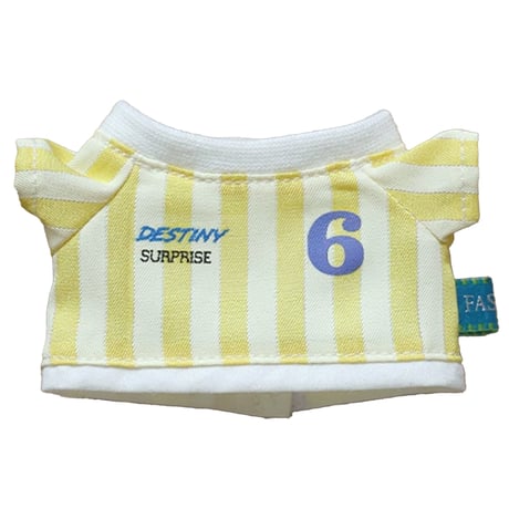 【ぬい服】サッカーユニフォーム風ストライプシャツ 10cm用