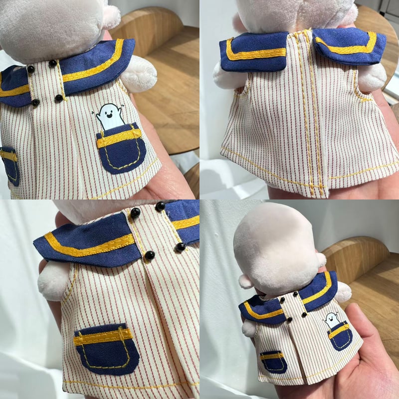 ぬい服】 おばけのストライプ柄 セーラー襟ワンピース ぬい服 | G.triGer