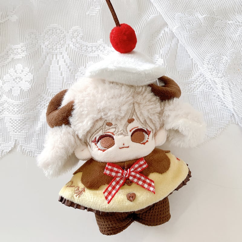 ぬい服】プリン衣装(ポンチョ&ヘッドドレス&パンツセット) 10cm