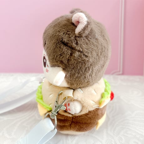 【ぬいバッグ】【ぬい服】ショルダーストラップ付きぬいぐるみ用 着ぐるみ【ハンバーガー】10~15cm 用【推し活グッズ】