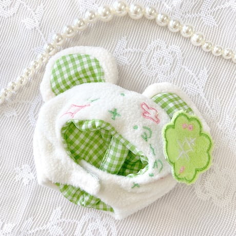 【ぬい服】ぬいぐるみ用クローバー付き着ぐるみキャップ【10cm用】【推し活グッズ】