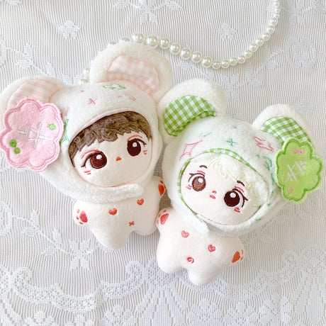 【ぬい服】ぬいぐるみ用クローバー付き着ぐるみキャップ【10cm用】【推し活グッズ】