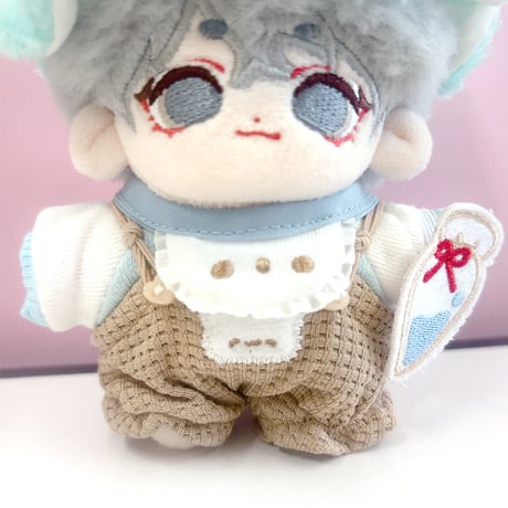 【ぬい服】帽子&スタイ&Tシャツ&サロペットセット 10cm用