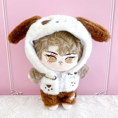 【ぬい服】【20cm 用】ぬいぐるみ用ふわふわ着ぐるみ 【パーカー & パンツセット】くま・うさぎ・犬【推し活グッズ】