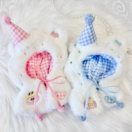 【ぬい服】 ぬいぐるみ用ふわふわくまポンチョ【10~15cm 用】【推し活グッズ】
