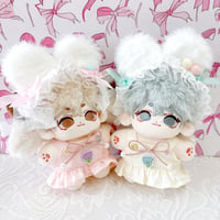 【ぬい服】ぬいぐるみ用羽付きワンピース&ふわふわうさ耳ヘッドバンドセット(10cm用)【推し活グッズ】