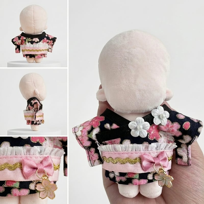 ぬい服】 10cmぬいぐるみ用 着物セット 花柄×フリル帯 | G.triGer