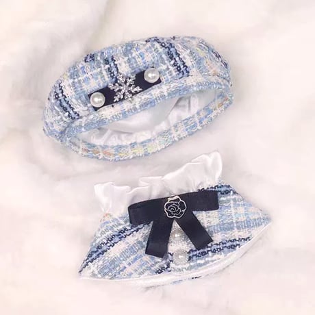 ぬい服　ツイード  ベレー帽&ケープ 10cm用【推し活グッズ】