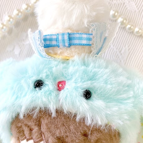 【ぬい服】ぬいぐるみ用ふわふわうさぎ着ぐるみキャップ　10cm用 【推し活グッズ】