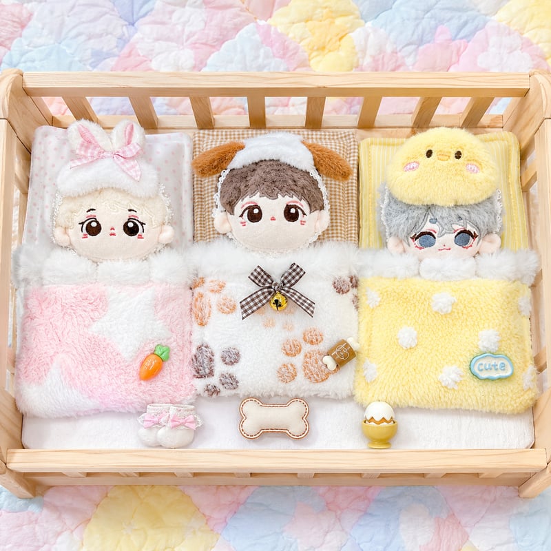全3種】ぬい服 お布団＆ヘッドバンド 2点セット 10cm用【推し活グッズ