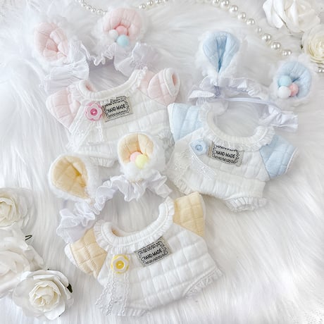 【ぬい服】ぬいぐるみ用ベビー服& ヘッドドレスセット 【15cm 用】【推し活グッズ】