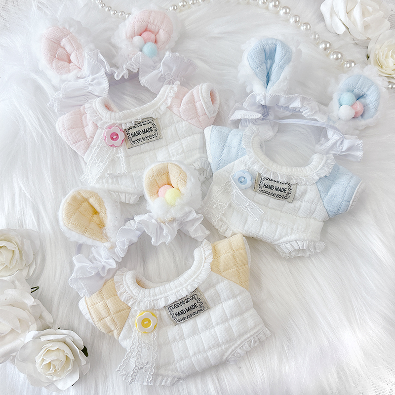 ぬい服】ぬいぐるみ用ベビー服& ヘッドドレスセット 【15cm 用