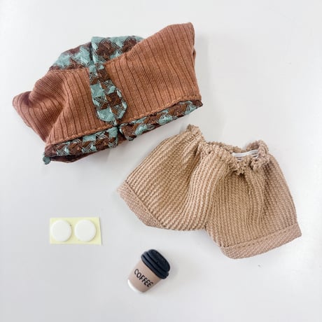 ぬい服　ネクタイ付きシャツ&パンツセット　10cm用【推し活グッズ】
