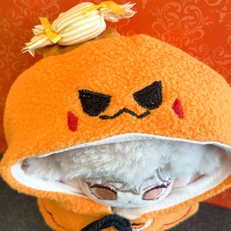 【ぬい服】ハロウィンポンチョ/カボチャ　10cm用