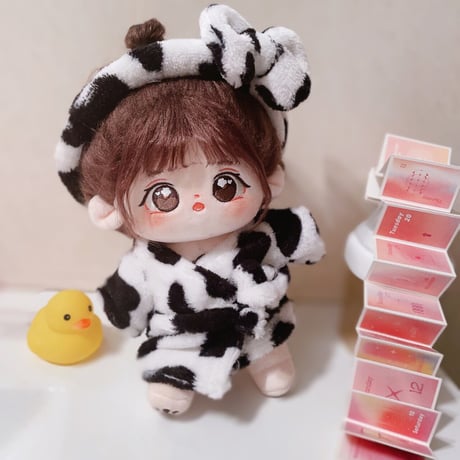 【ぬい服】ぬいぐみ用バスローブ(牛柄)/15cm用【推し活グッズ】