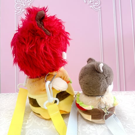 【ぬいバッグ】【ぬい服】ショルダーストラップ付きぬいぐるみ用 着ぐるみ【ハンバーガー】10~15cm 用【推し活グッズ】