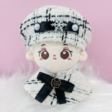 ぬい服　ツイード  ベレー帽&ケープ 10cm用【推し活グッズ】