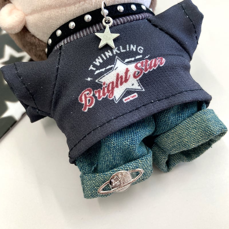 ぬい服】グラフィックTシャツ&ジーパン&チョーカーセット 10cm用