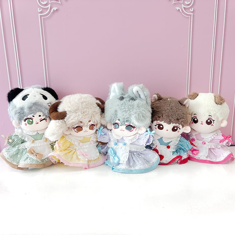 10cm ぬい服 薄紫ストライプエプロンワンピースR Amazon.co.jp: ぬい服 小さめ 推し色 おめかしドレス ワンピース