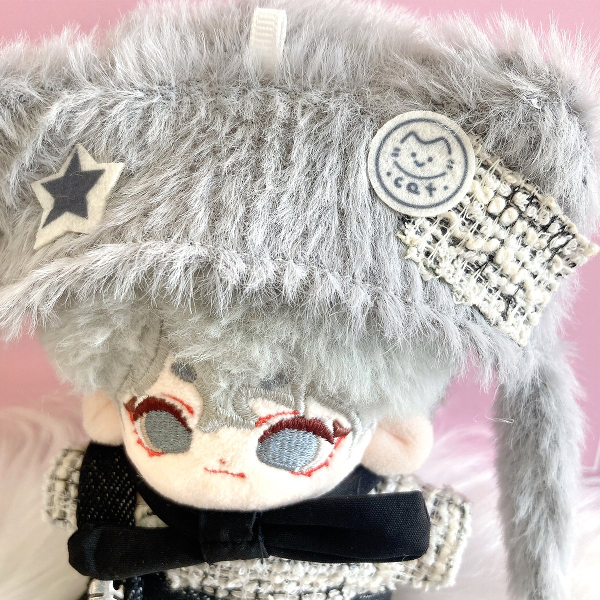 ぬい服】猫耳ニット帽&ニット&サロペット&マフラーセット 10cm用 | G