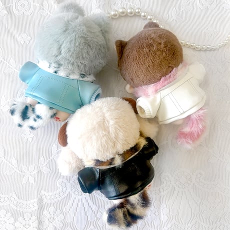 【ぬい服】ふわふわしっぽ付き革ジャケット 【推し活グッズ】