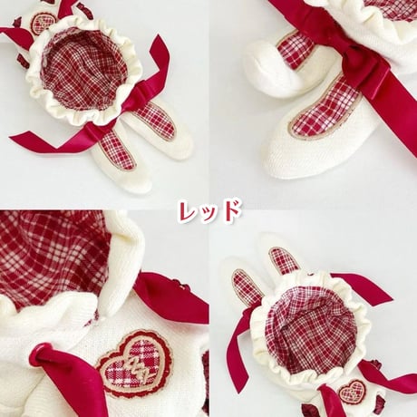 【ぬい服】タータンチェックうさ耳着ぐるみ【10cm用】【推し活グッズ】