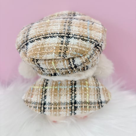 ぬい服　ツイード  ベレー帽&ケープ 10cm用【推し活グッズ】