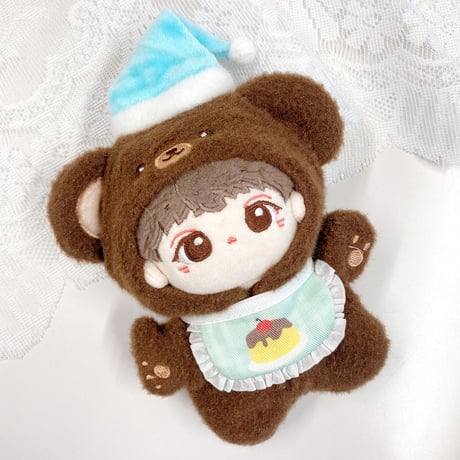 【ぬい服】スタイ付きもこもこアニマル着ぐるみ　10cmぬいぐるみ用