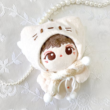 【ぬい服】ぬいぐるみ用羽付き猫耳ニット帽&マフラーセット　10cm用【推し活グッズ】