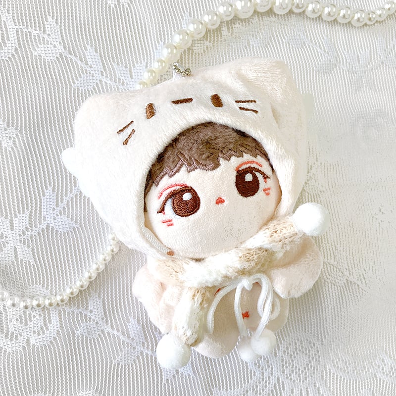 ぬい服】ぬいぐるみ用羽付き猫耳ニット帽&マフラーセット 10cm用
