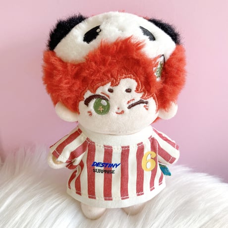 【ぬい服】サッカーユニフォーム風ストライプシャツ 10cm用