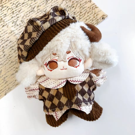 【ぬい服】アーガイル柄ぬい服【帽子&ネクタイ&シャツ&パンツセット】10cm用【推し活グッズ】
