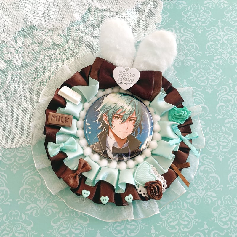 推し活グッズ】バニー・ショコラのフリルロゼット【57mm缶バッジ用