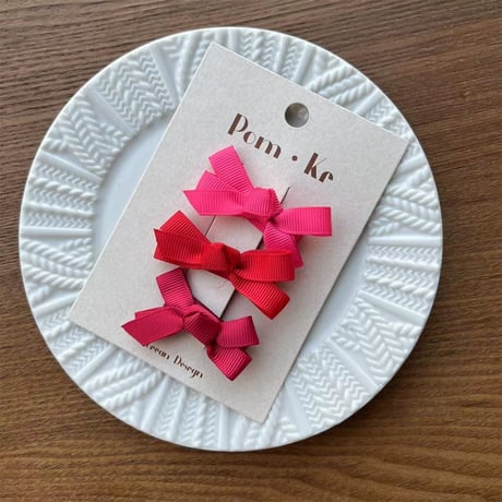 ミニリボンクリップ3色セット【推し活グッズ・ヘアメ・参戦ヘア・地雷系・量産型】