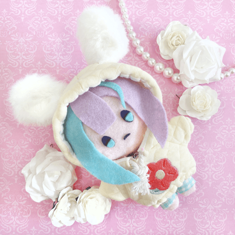【ぬい服】ぬいぐるみ用うさ耳パーカー(15cm用)