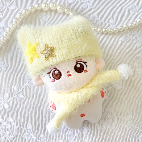 【ぬい服】ぬいぐるみ用猫耳ニット帽&マフラーセット　10cm用【推し活グッズ】