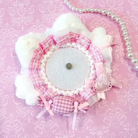 推し活グッズ ふわふわ猫耳キャンディーロゼット【缶バッジ 痛ロゼット】