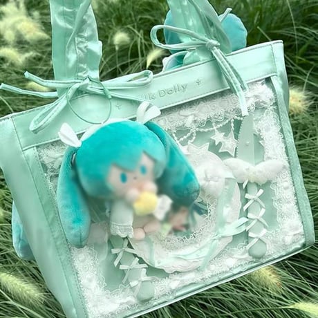 【FUYUUNEKO】二連ぬいポーチ付きサテン痛バッグ milk dolly【推し活グッズ】
