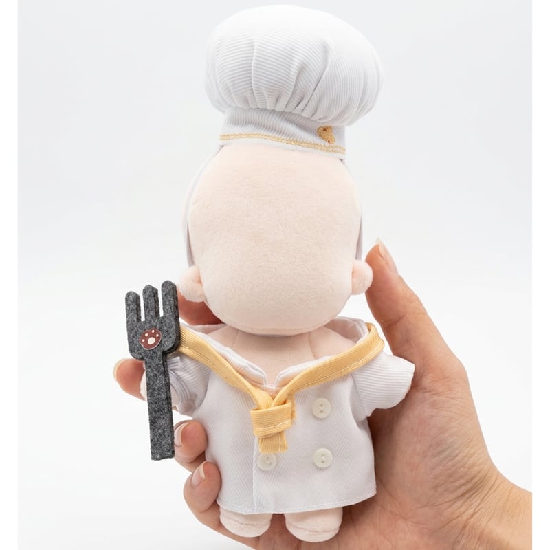 10cmぬい服 コック帽・コート・フォーク 3点セット 料理人コスチューム