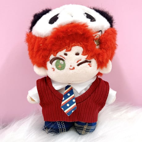 【ぬい服】シャツ&チェックスカートセット　10cm用
