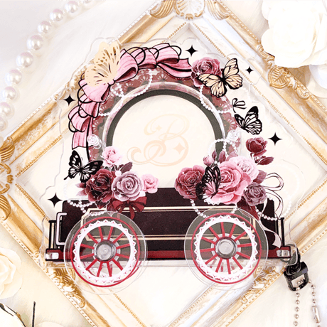 【アクリルフレーム 推し活グッズ】馬車型アクリル缶バッジフレーム【猩猩吃屁】缶バッジ・アクスタ用