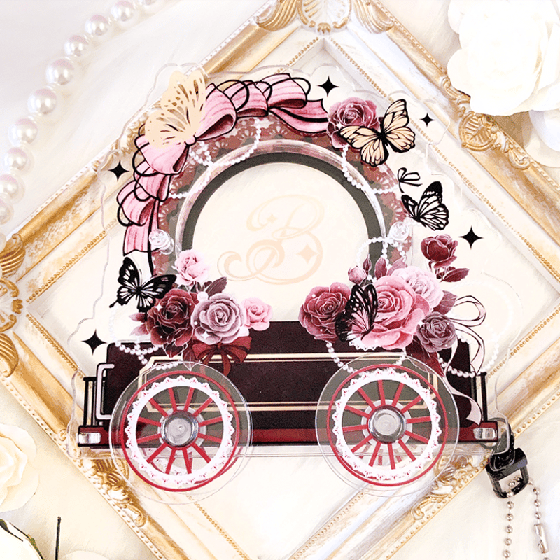 アクリルフレーム 推し活グッズ】馬車型アクリル缶バッジフレーム 