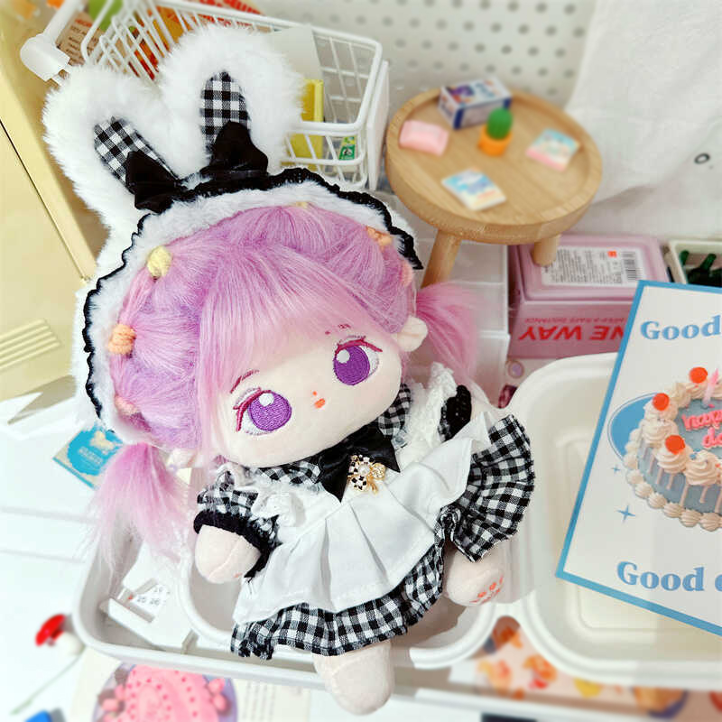 ぬい服】 ぬいぐるみ用ギンガムチェックワンピース&うさ耳ヘッド ぬい服】 ぬいぐるみ用ギンガムチェックワンピース&うさ耳ヘッド