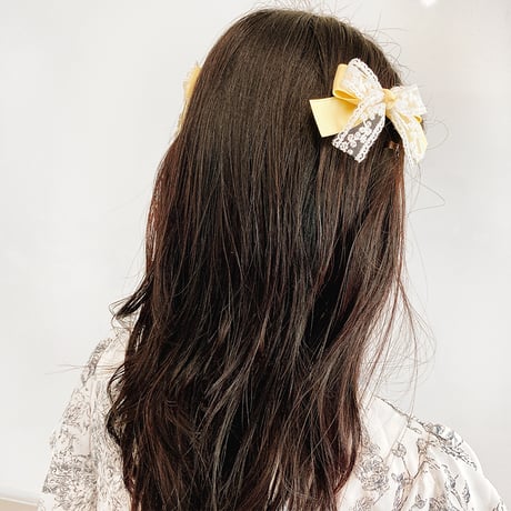 花柄レースリボンクリップ 2個セット【推し活グッズ・ヘアメ・参戦ヘア・地雷系・量産型】