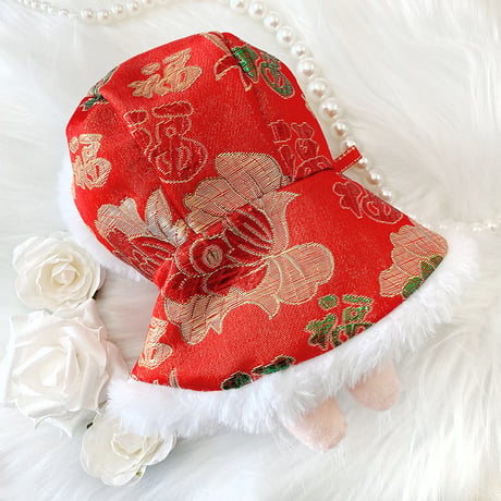 【ぬい服】フード付きチャイナ柄ケープ 10cm~15cmぬいぐるみ用【推し活グッズ】