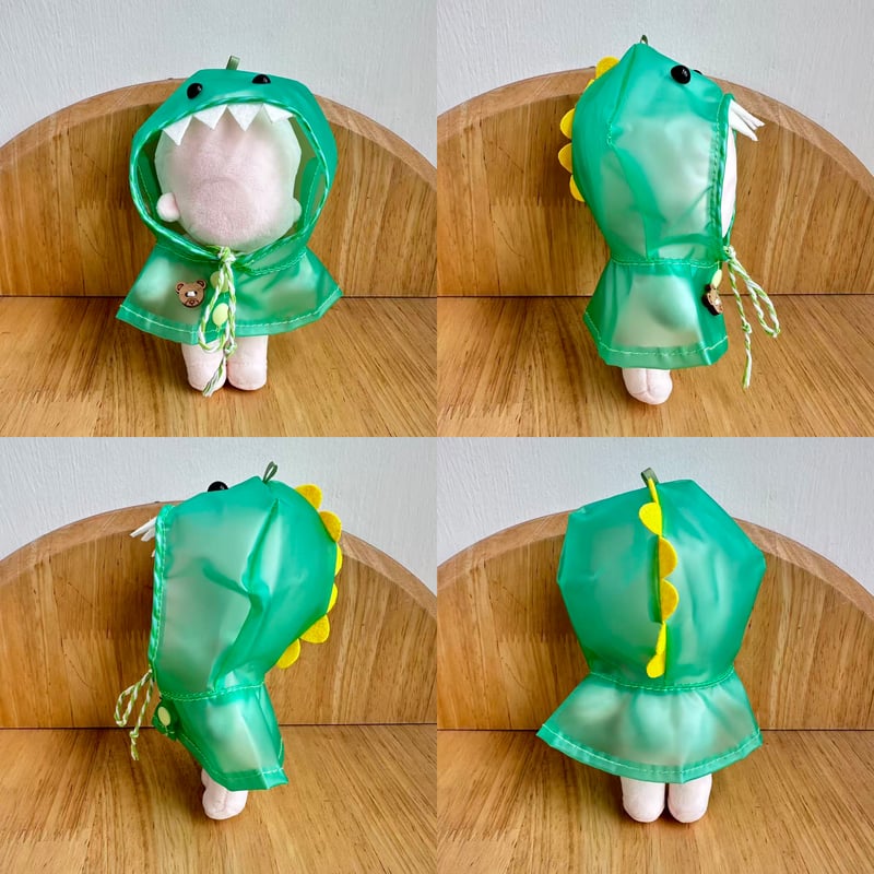 雨の日もお出かけ クリアアニマル・レインコート 10cm〜13cm ぬい服